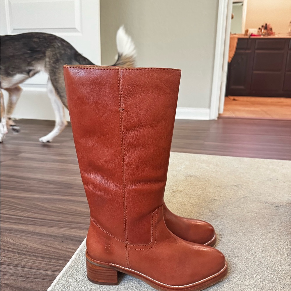 Frye Tan Leather Heeled Boots